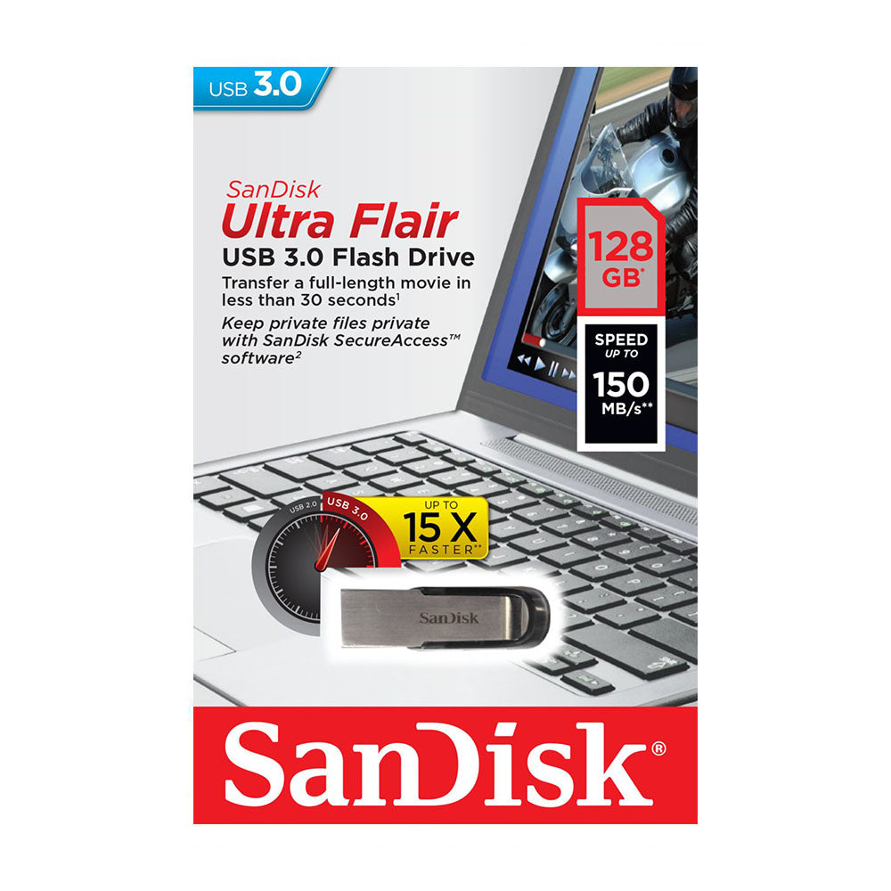 Sandisk Ultra Flair 3.0 Flashdrive 128GB (4627331121252) Sandisk Ultra Flair 3.0 Flashdrive 128GB (4627331121252)